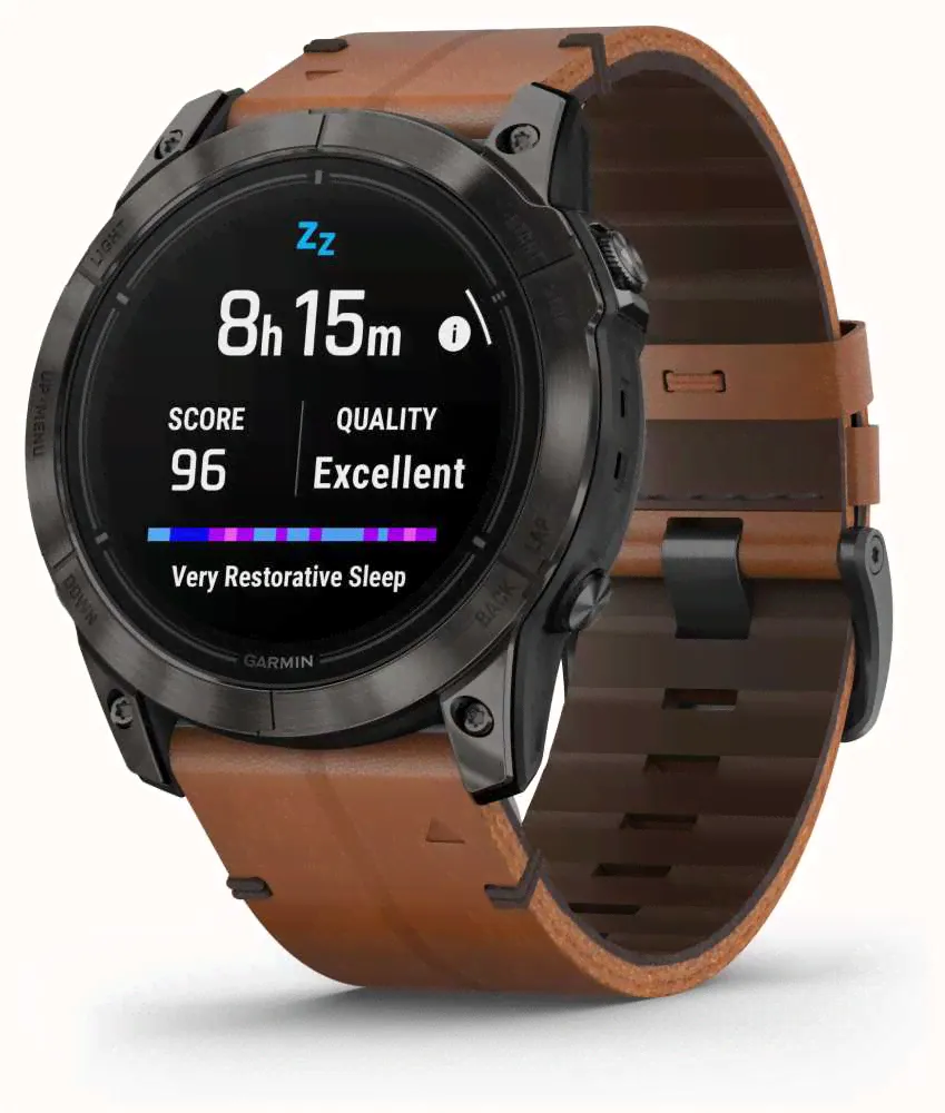 Garmin EPIX Pro (Gen 2) Sapphire Edition 51 мм, титановый угольно-серый, DLC, коричневый кожаный ремешок-0