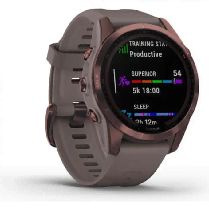 Часы GARMIN FENIX 7S SAPPHIRE SOLAR DARK BRONZE TITANIUM WITH SHALE GRAY BAND 11149-0