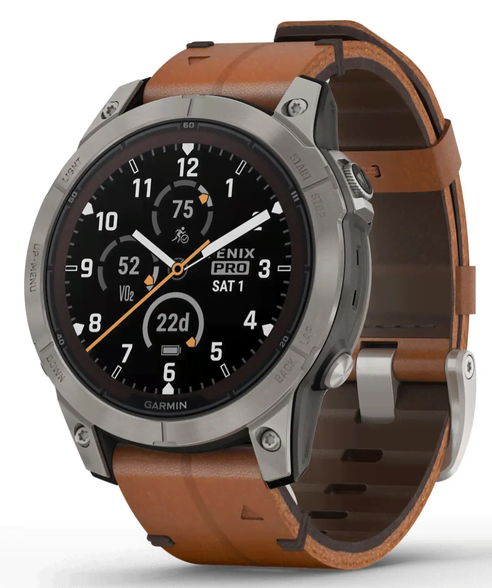Умные часы Garmin Fenix 7 Pro Solar Sapphire Carbon Кожаный ремешок