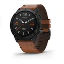 Fenix 6X Sapphire Black DLC with Chestnut Leather Band