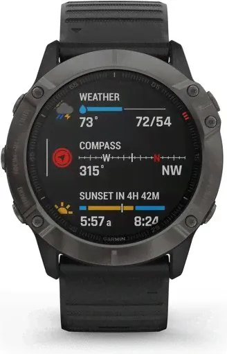 Умные часы Garmin Fenix 6X Sapphire DLC, серый/черный-0