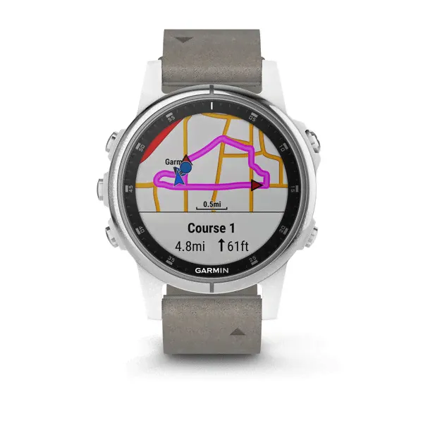 Garmin Fenix 5s Plus Sapphire, белый с серым ремешком-1