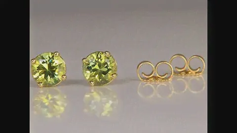 14K Yellow Gold Montana Sapphire Studs Earrings 1.24 Carats