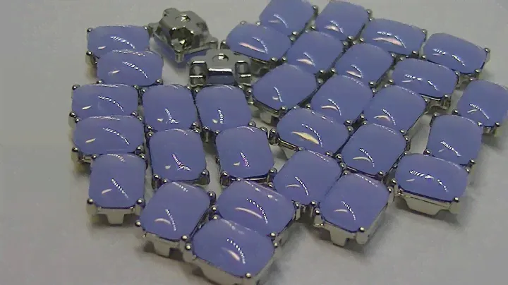 Стразы пришивные в оправе (в цапах) «Прямоугольник» Opal Light Sapphire 6х8 мм