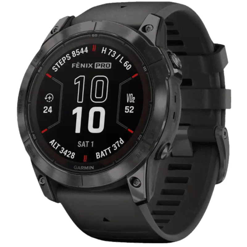 Garmin Fenix 7X Pro Sapphire Solar Carbon Gray DLC Titanium / Black Band-0