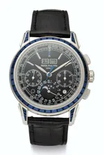 PATEK PHILIPPE, PLATINUM & SAPPHIRE, PERPETUAL CALENDAR CHRONOGRAPH, Ref. 5271/11P-001