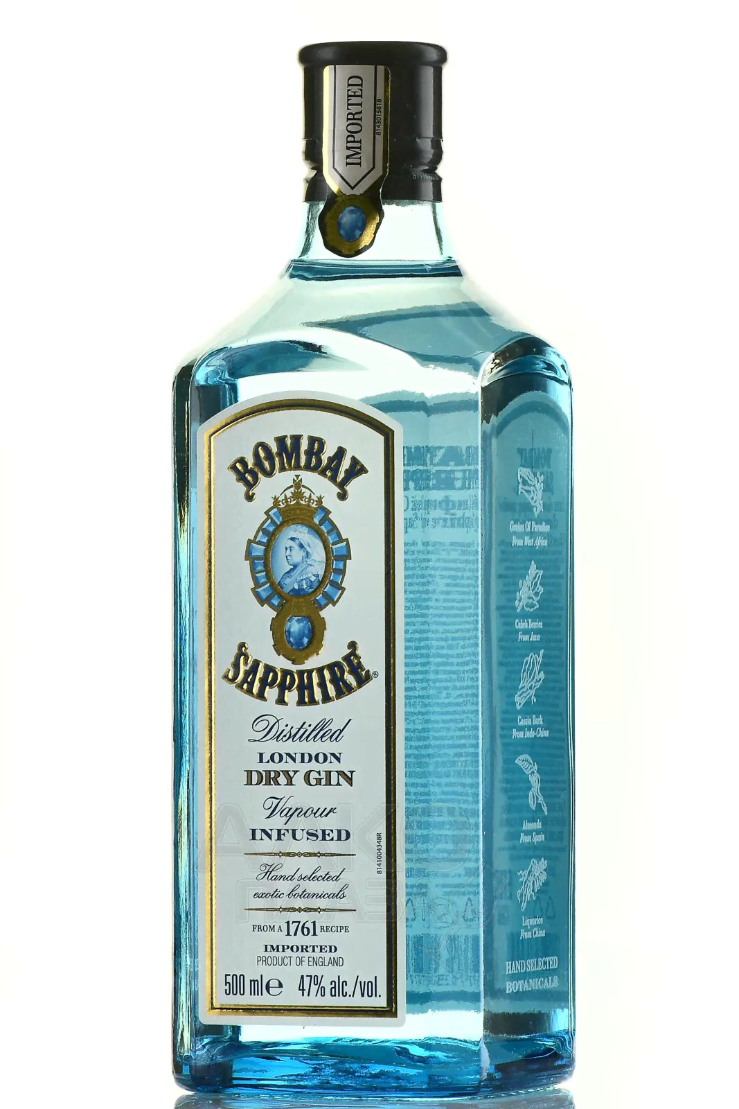 Джин ТМ "BOMBAY SAPPHIRE" "БОМБЕЙ САПФИР ДРАЙ" ("BOMBAY SAPPHIRE DRY"), 47% 0.5