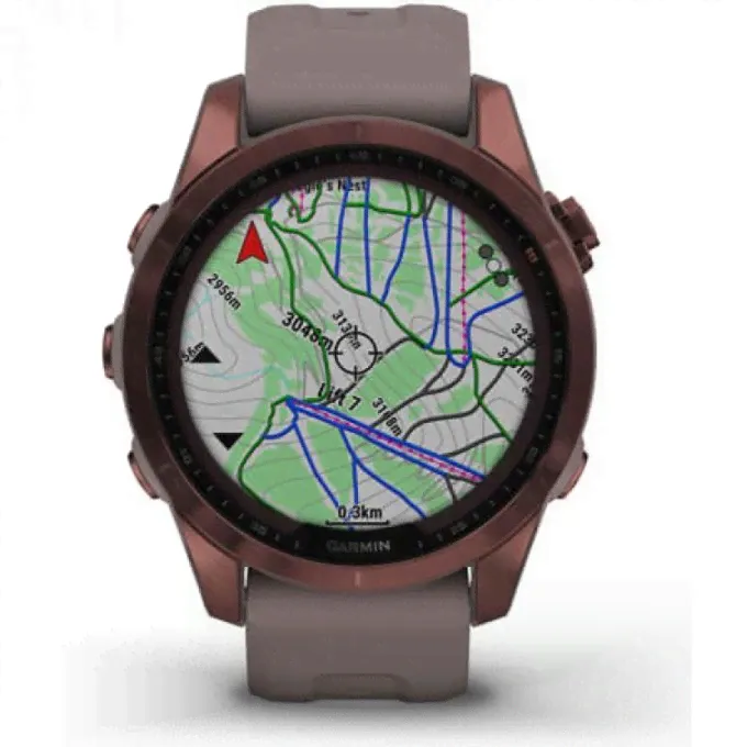 Часы GARMIN FENIX 7S SAPPHIRE SOLAR DARK BRONZE TITANIUM WITH SHALE GRAY BAND 11149-2