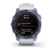 Умные часы Garmin Fenix 7X Sapphire Solar титановый синий минерал DLC с белым ремешком▪