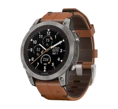 Garmin Fenix 7 Pro Sapphire Solar Titanium with Chestnut Leather Band