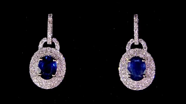 18K WHITE GOLD 3.38CT TW BLUE SAPPHIRE & DIAMOND EARRINGS. Ref. 124-1182