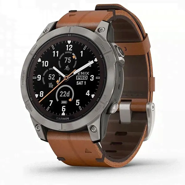 Смарт-часы Garmin Fenix 7 Pro Sapphire Solar Titanium/Chestnut Leather Band