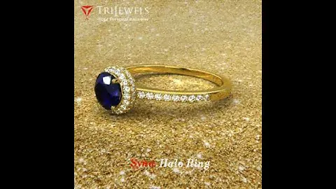 TriJewels 1 3/8 ctw Blue Sapphire & Diamond Halo Engagement Ring 14K Yellow Gold TIR-1546I03Y
