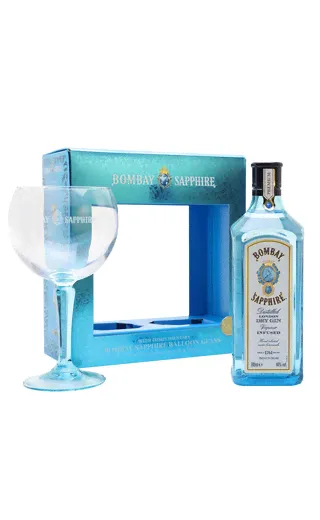 Джин Bombay Sapphire 0.7 л в коробке с бокалом-0
