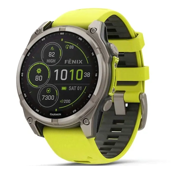 Garmin Fenix 8 Solar Sapphire 47 мм – Титановый корпус, желтый ремешок