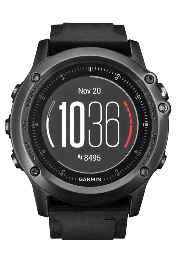 Спортивные часы Garmin Fenix 3 Sapphire HR серый с черным силиконовым браслетом-0