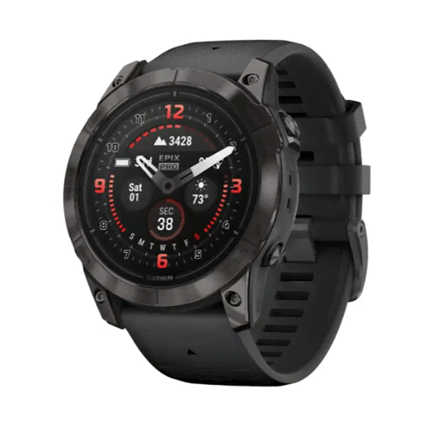 Garmin Epix Pro (Gen 2) Sapphire Edition 51 мм, титановый угольно-серый, DLC, черный силиконовый ремешок Артикул: 010-02804-01