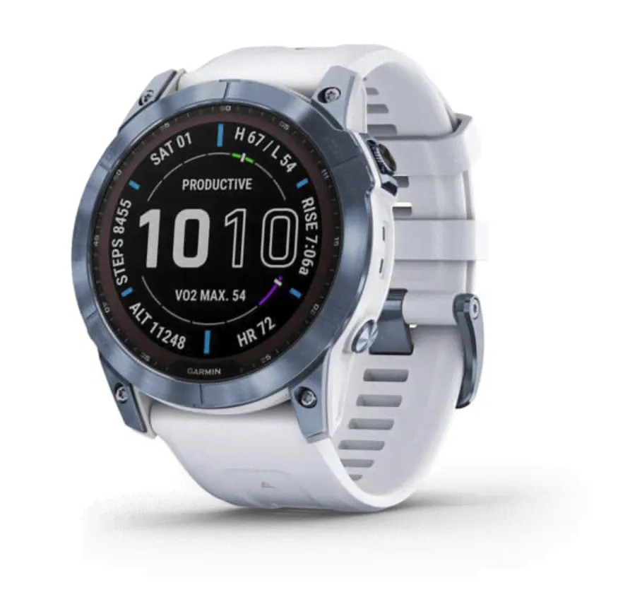 Fenix 7X Sapphire Solar титановый синий минерал DLC с белым ремешком