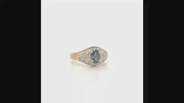 Montana Sapphire Oval & Diamond Engraved Ring 10K Gold