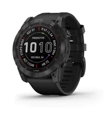 Часы Garmin Fenix 7X Sapphire Solar титановый черный DLC с черным ремешком