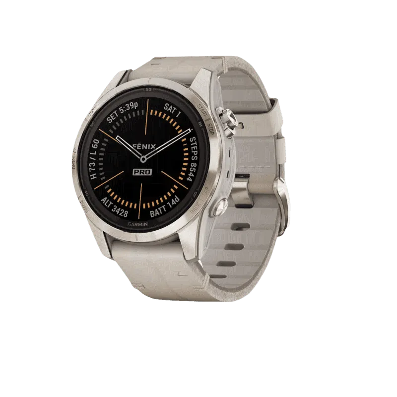 Fenix 7S Pro Sapphire Solar золотистый корпус с кожаным ремешком цвета известняка