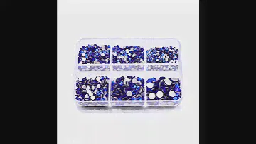 Mixed Sizes 6 Grid Box Sapphire Glass FlatBack Rhinestones For Nail Art Silver Back