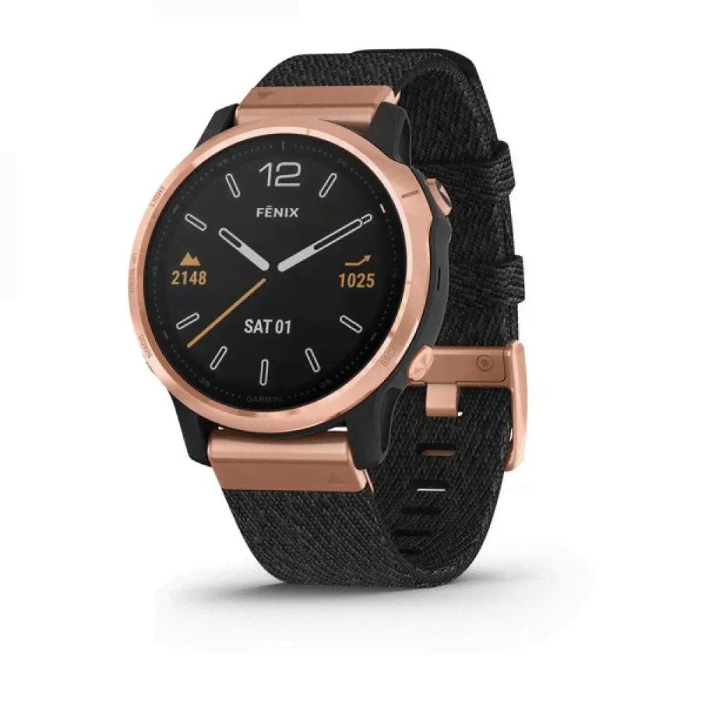 Часы Garmin FENIX 6S Sapphire розовое золото с черным нейлоновым ремешком