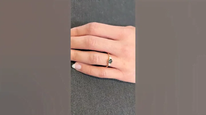 Vintage Teal Sapphire Engagement Ring | Unique Round Solid 14k Gold Blue Green Sapphire Ring