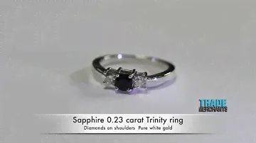 Sapphire Trinity Diamond 6 point carat gold ring