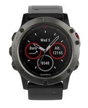 Часы Garmin Fenix 5X Sapphire серые с черным ремешком