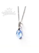 Подвеска Капелька с голубым кристаллом Swarovski Light Sapphire 16 мм