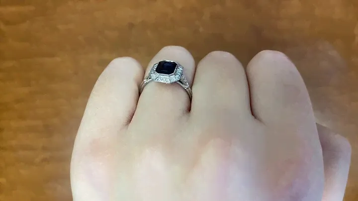 1.52 ct sapphire and diamond halo ring 23 oec diamonds 4.23 grams