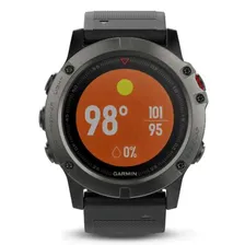 Спортивные часы Garmin Fenix 5x sapphire серые с черным ремешком