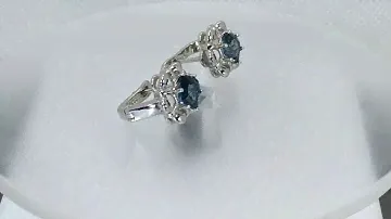 Серьги с натуральным африканским голубым топазом (лондон блю) 6х6 мм в огранке кушон Серебро 925